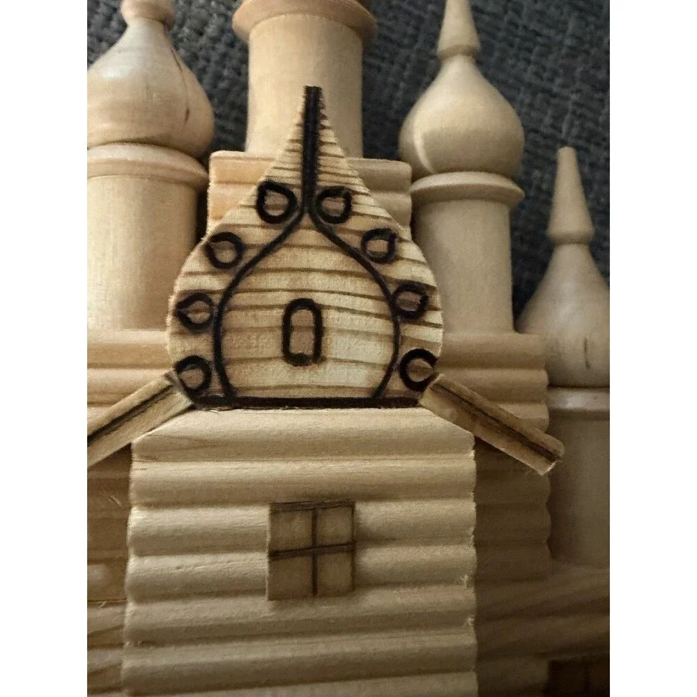 Vintage Soviet Russian Kizhi Wooden Church Model Folk Art Souvenir USSR 10”